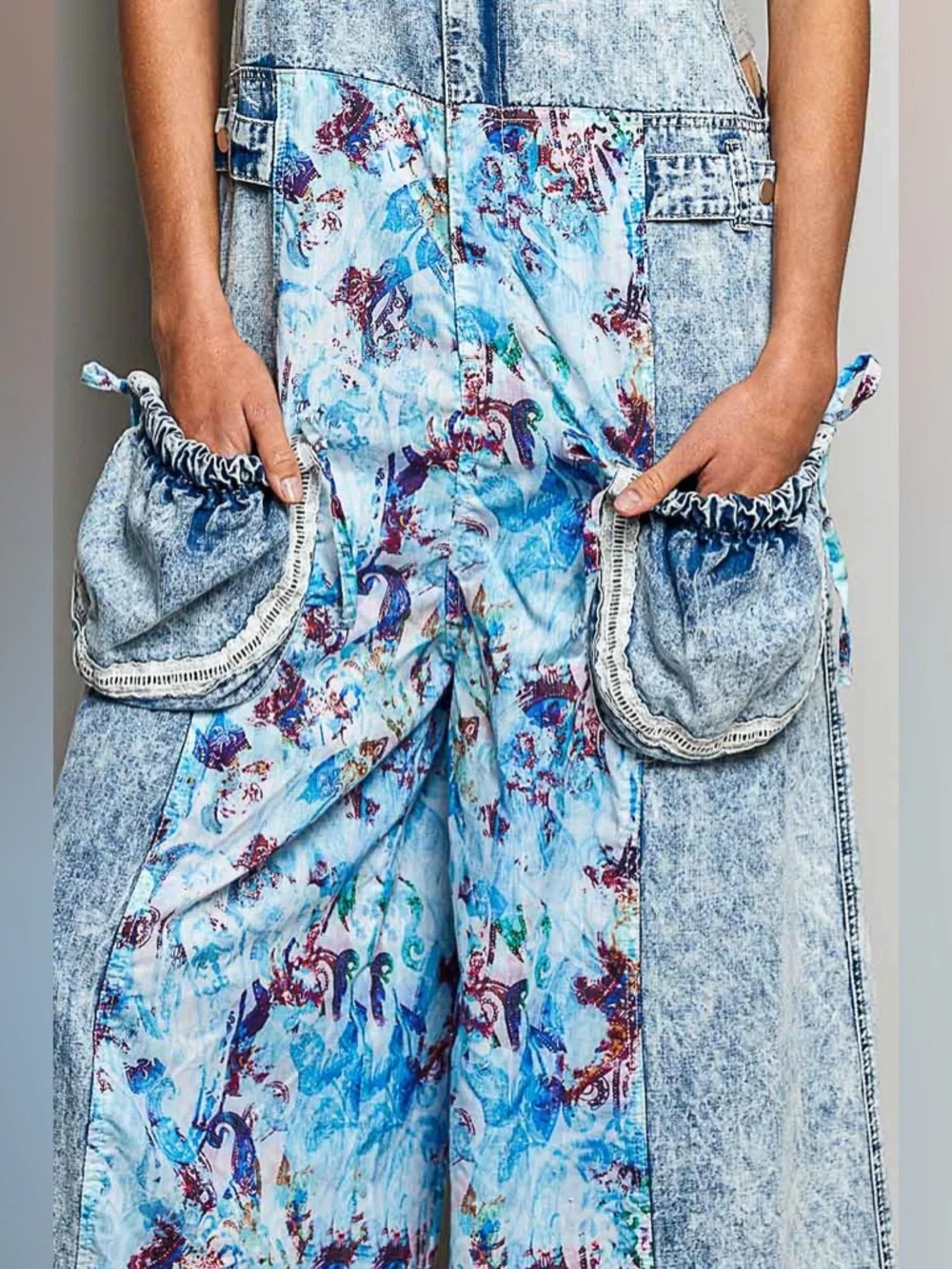 POL “ Ocean Muse “Patchwork Overalls | Denim - Picture 10 of 10